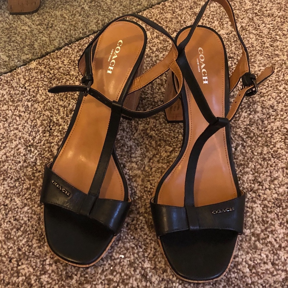 Coach black platform heels